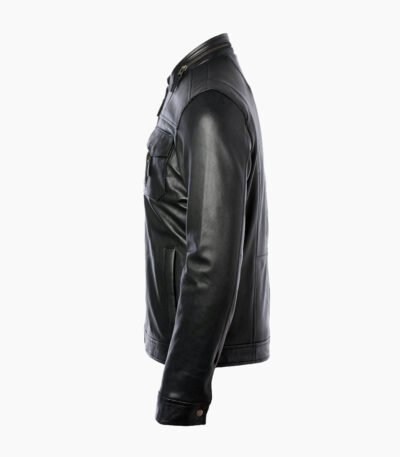 Men's Leather Biker Jacket Black Milwaukee