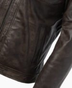 Men's Leather Biker Jacket Brown Milwaukee