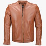 Men's Leather Biker Jacket Tan Detroit