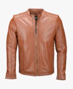 Men's Leather Biker Jacket Tan Detroit