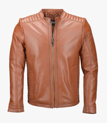 Men's Leather Biker Jacket Tan Detroit