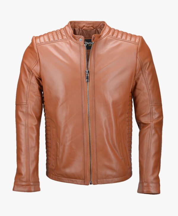 Men's Leather Biker Jacket Tan Detroit