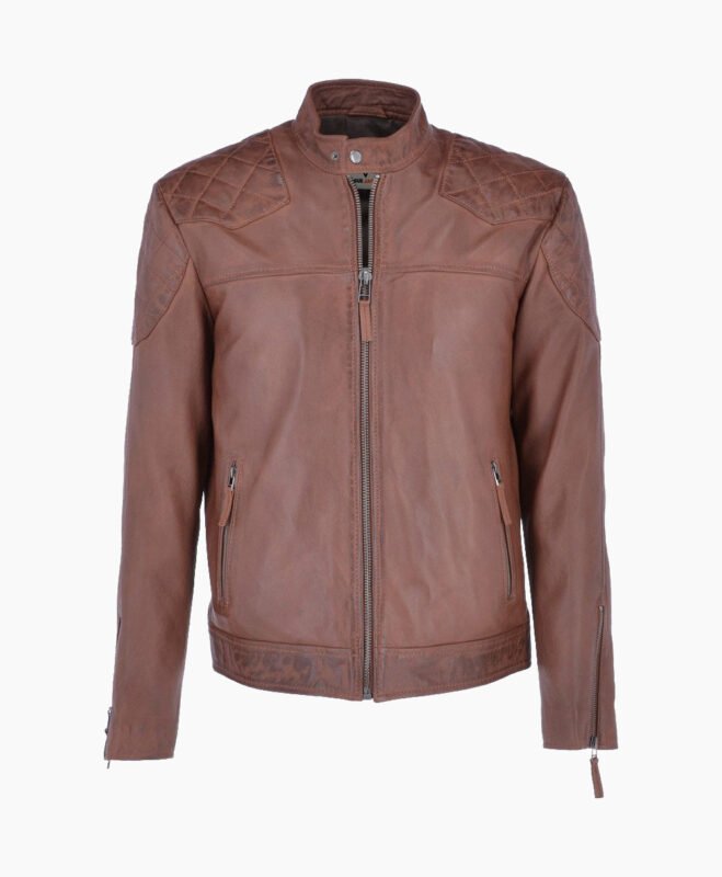 Men's Leather Biker Jacket Tan Seattle