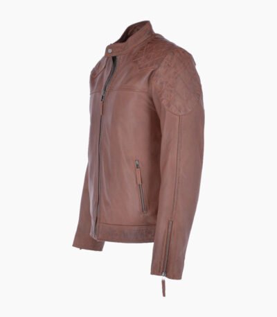 Men's Leather Biker Jacket Tan Seattle