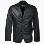 Men's Leather Blazer Black Boston