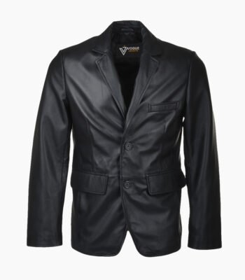 Men's Leather Blazer Black Boston
