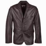 Men's Leather Blazer Brown Boston