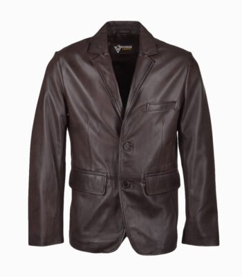 Men's Leather Blazer Brown Boston