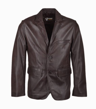 Men's Leather Blazer Brown Boston