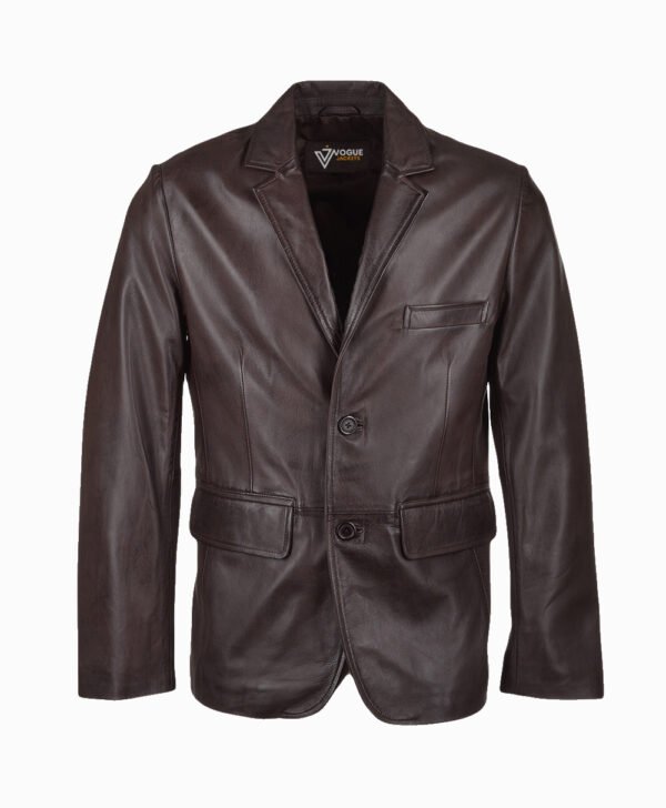 Men's Leather Blazer Brown Boston