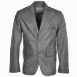 Men's Leather Blazer Gray Boston