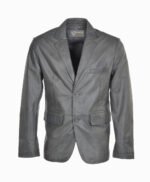 Men's Leather Blazer Gray Boston