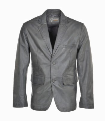 Men's Leather Blazer Gray Boston