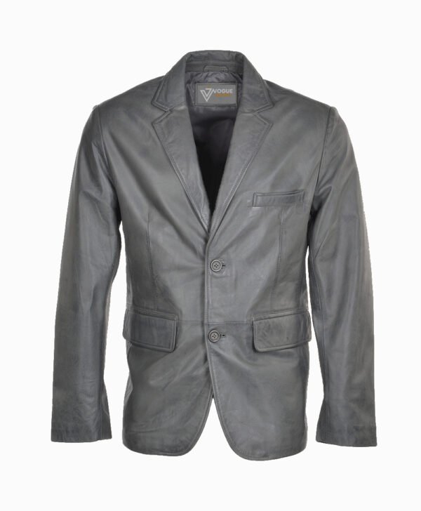 Men's Leather Blazer Gray Boston