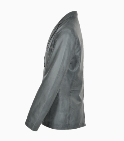 Men's Leather Blazer Gray Boston