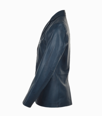 Men's Leather Blazer Navy Boston