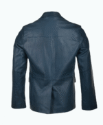 Men's Leather Blazer Navy Boston