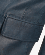 Men's Leather Blazer Navy Boston