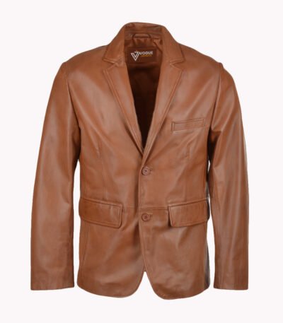 Men's Leather Blazer Tan Boston
