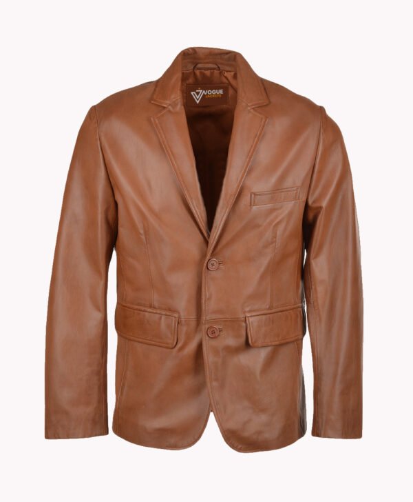 Men's Leather Blazer Tan Boston