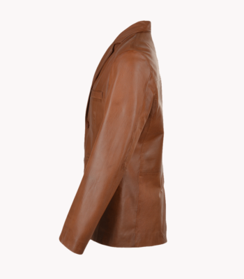 Men's Leather Blazer Tan Boston