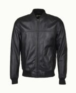Men's Leather Bomber Jacket Black Memphis