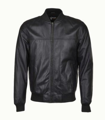 Men's Leather Bomber Jacket Black Memphis