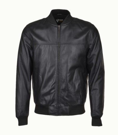Men's Leather Bomber Jacket Black Memphis