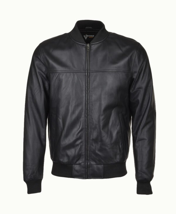 Men's Leather Bomber Jacket Black Memphis
