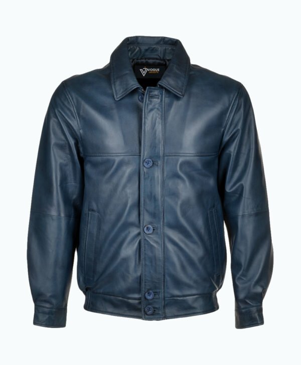 Leather Jacket Navy Fresno