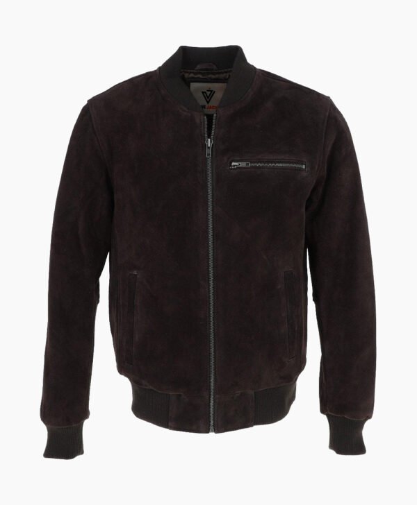 Men's Suede Bomber Jacket Brown Mesa