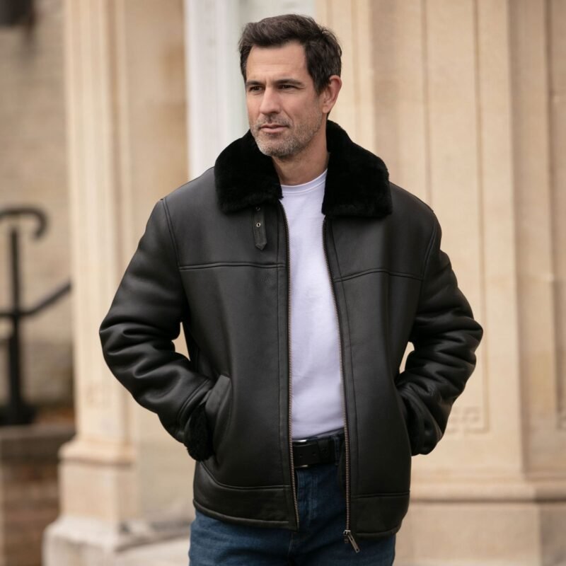 Men's Sheepskin Jacket Black Colorado