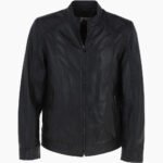 Men's Leather Biker Jacket Black Oakland
