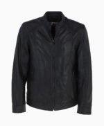 Men's Leather Biker Jacket Black Oakland