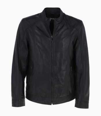 Men's Leather Biker Jacket Black Oakland