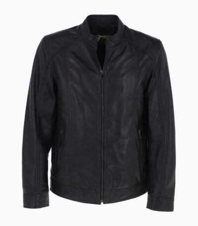 Men's Leather Biker Jacket Black Oakland