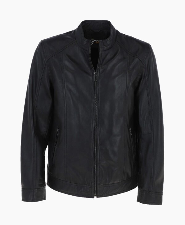 Men's Leather Biker Jacket Black Oakland
