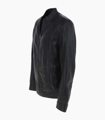 Men's Leather Biker Jacket Black Oakland