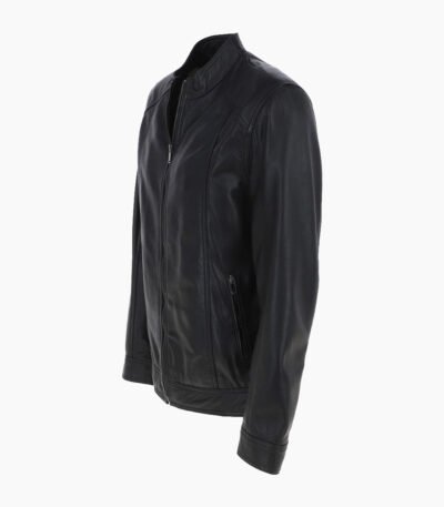 Men's Leather Biker Jacket Black Oakland