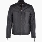 Men's Leather Biker Jacket Black Raleigh