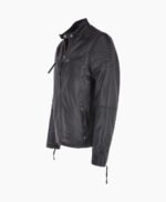 Men's Leather Biker Jacket Black Raleigh