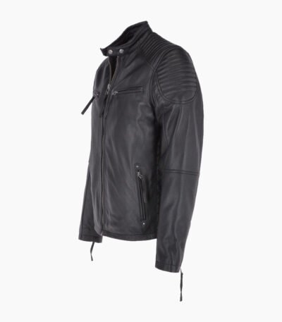 Men's Leather Biker Jacket Black Raleigh