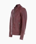 Men's Leather Biker Jacket Burgundy Oakland