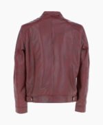 Men's Leather Biker Jacket Burgundy Oakland
