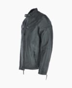 Men's Leather Biker Jacket Green Raleigh