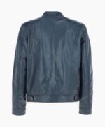 Men's Leather Biker Jacket Navy Oakland