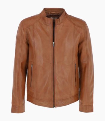 Men's Leather Biker Jacket Tan Oakland
