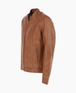 Men's Leather Biker Jacket Tan Oakland