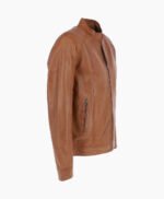 Men's Leather Biker Jacket Tan Oakland
