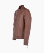 Men's Leather Biker Jacket Tan Omaha